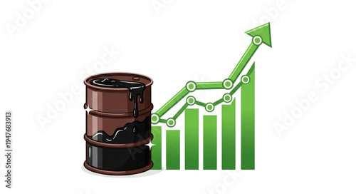 Oil Barrel with Green Graph.