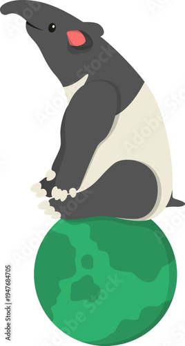 World tapir day illustration. Cute animal tapir character, mammal, wildlife vector isolated