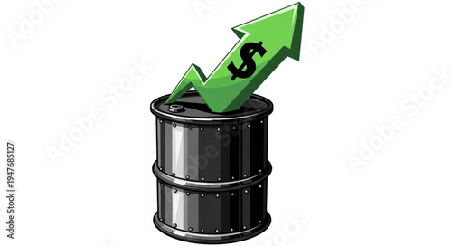 Oil Barrel with Dollar Arrow.