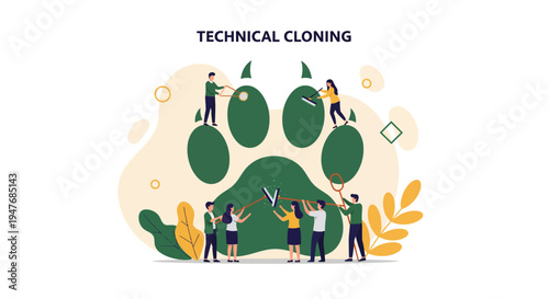 Scientific Team Working On Technical Animal Cloning Process Using DNA Genetic Engineering And Biology Research Methods