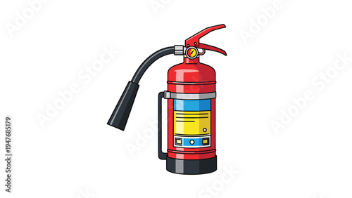 Professional red fire extinguisher equipment with a pressure gauge and nozzle used for emergency safety and fire prevention measures.