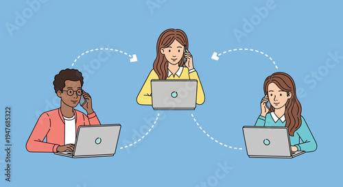 A man and women use laptop and phone to work and share files fast now