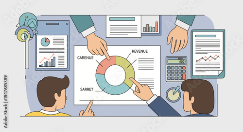 Professional business team group analyze financial data chart revenue report office strategy plan work success cooperation management collaboration project