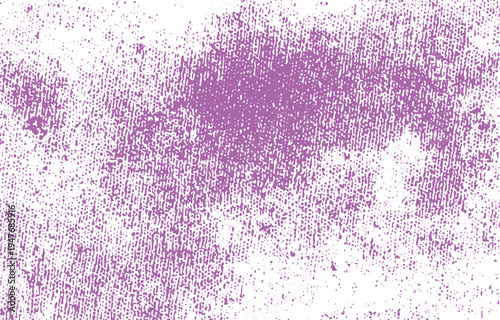 Distressed purple ink splatter texture on white background