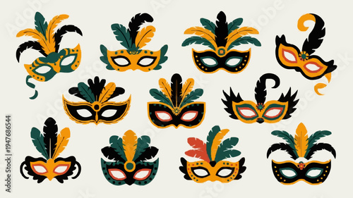 Brazilian Carnival Mask Silhouette Collection