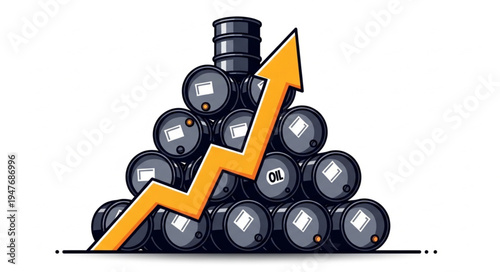 Oil Barrels Stacked Up High.