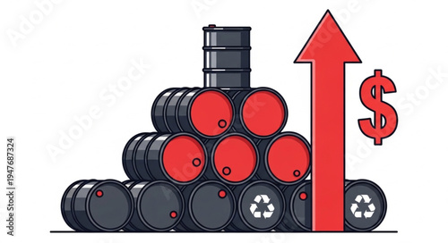 Oil Barrels with Rising Price.