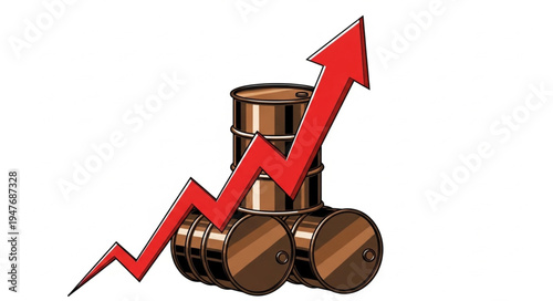 Oil Barrels with Red Arrow.
