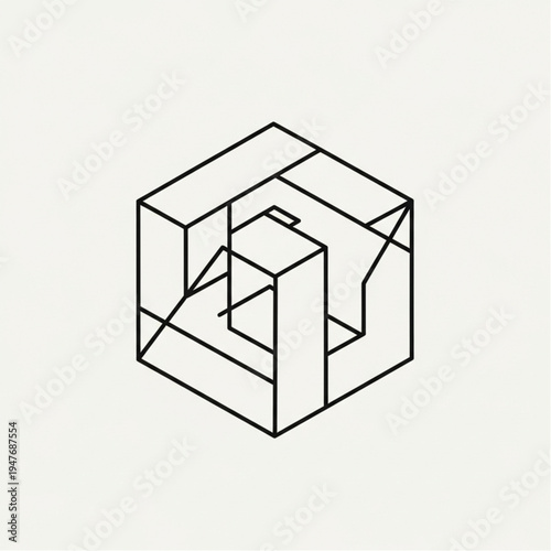 Geometric shapes in a cube.