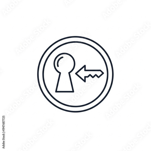 Key and Keyhole Icon Symbol.