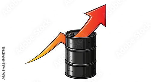 Oil Barrel with Rising Arrow.