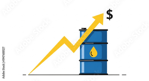 Oil Barrel with Rising Graph.