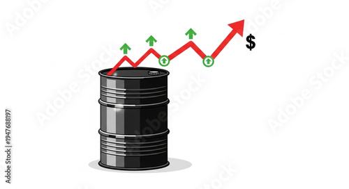 Oil Barrel with Rising Graph.