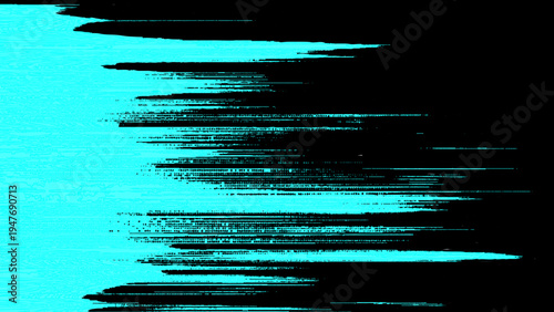 Glitchy blue and black distorted digital error texture background with scan lines