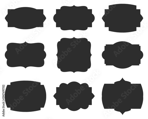 Simple vintage frames vector set various shapes. graphic style with abstract shapes templates for social. vector illustration