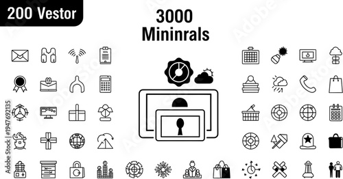 3000 minerals and mining industry icons set flat design vector illustration scalable graphic