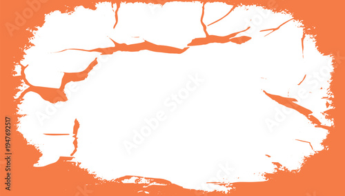 Orange grunge frame with distressed cracked edges and white center space