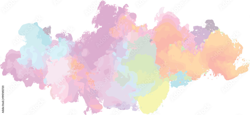 Obraz premium Pastel watercolor wash with soft blended colors on white background