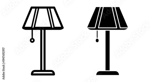 Two black silhouette table lamps with different shade designs