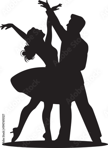 Dynamic dance partners silhouette