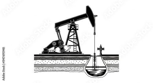 Oil Pump Jack Illustration.