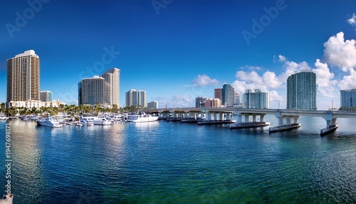 royal park bridge with marina and skyline panorama in west palm beach usa