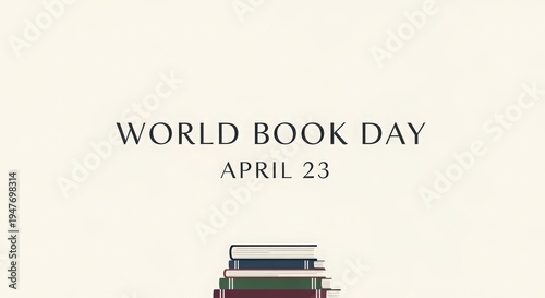 World Book Day April 23 text with stack of books reading literature 1
