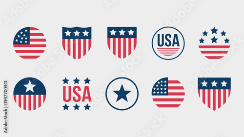 USA stickers American insignia flat style vector