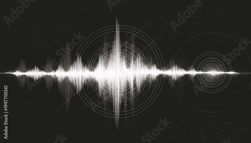 A sound wave pattern displayed on a black background with white graphics