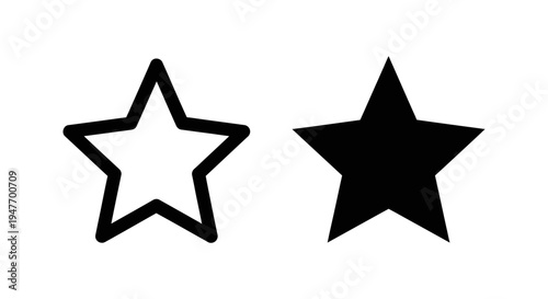 Two star shapes one outlined and one filled black