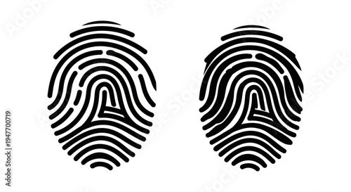 Two black fingerprint icons for identification purposes