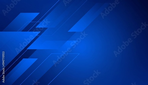 A modern blue abstract background with geometric shapes and lines