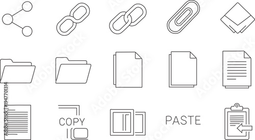 A professional vector set of business office icons and web communication symbols featuring square button designs for computer technology and mobile internet applications