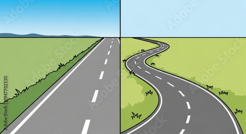 Straight and Winding Roads Side by Side Comparison.