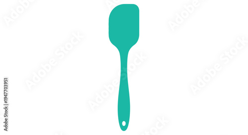 A teal silicone spatula isolated on a clean white background