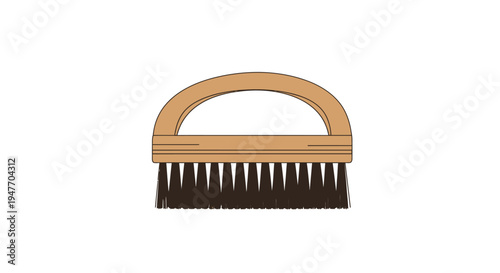 Simple illustration of a wooden handled scrub brush with dark bristles