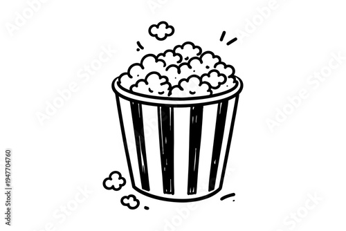  Popcorn Bucket Snack Hand Drawn Game Day Doodle  Art Design