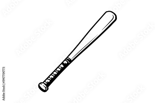Single Wooden Baseball Bat Equipment Sketch Design