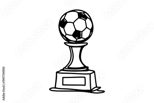 Hand Drawn Soccer Ball Trophy Cup Award Sketch Design