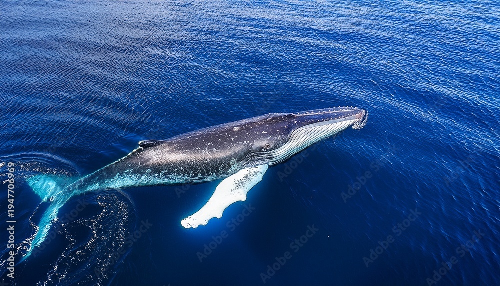 Obraz premium blue whale is swimming in ocean whale is large and majestic and water is calm and clear undersea life