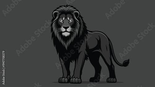 Vector illustration of a black lion