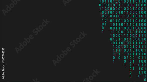Digital binary code on dark background for technology concepts vector illustration