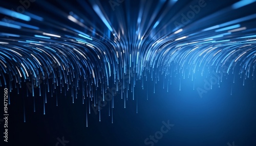 A vibrant blue abstract background with streaks of light radiating from the center