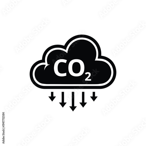 Carbon dioxide emissions fall from a cloud illustration