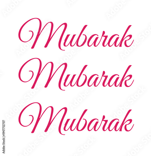 Style Mubarak Word in design and White Colour Background in design 