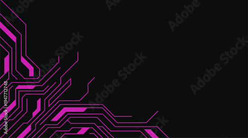 Abstract futuristic purple circuit board pattern on black background technology vector illustration