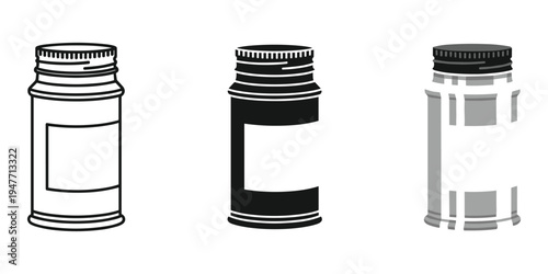 Three small containers with black and white labels