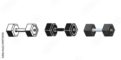 Variety of dumbbells for fitness and exercise routines