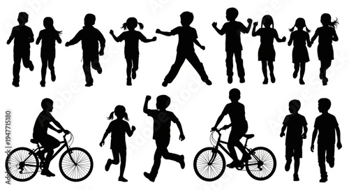 People Exercising Silhouettes Running.