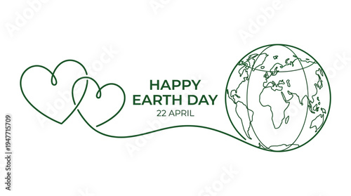 Earth Day celebration with intertwined hearts and a globe, promoting environmental love, sustainability, conservation, and eco-friendly living for the planet.